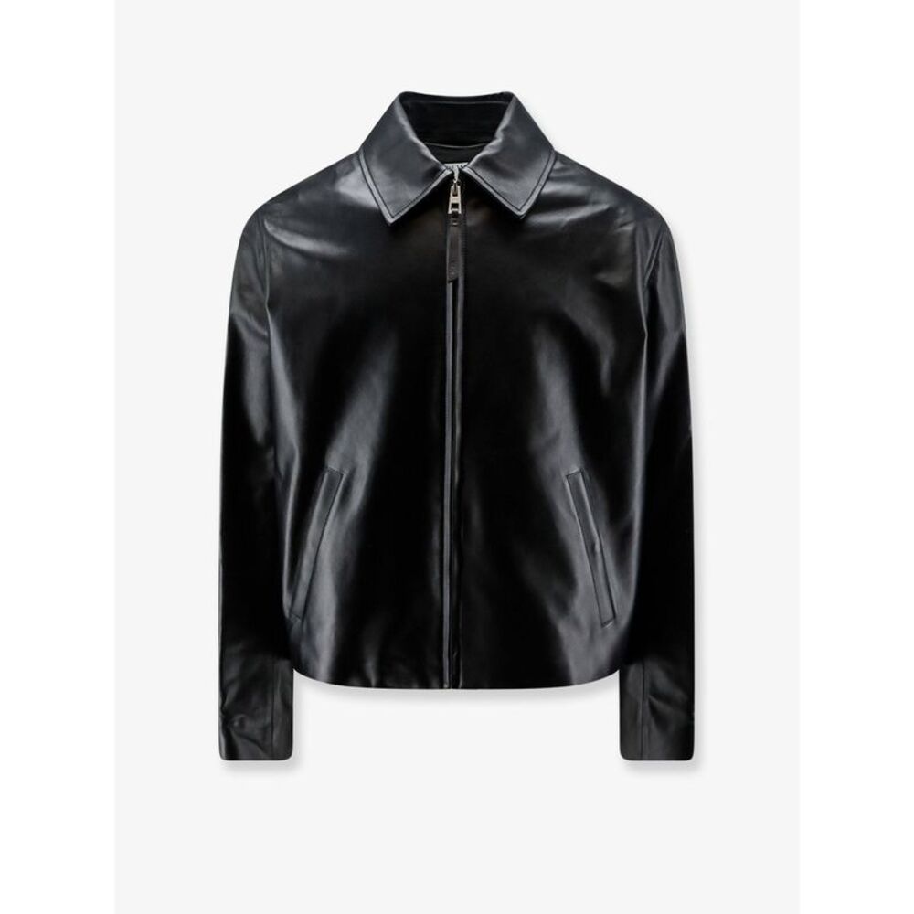 Loewe Men Leather Jacket With Back Logo Patch